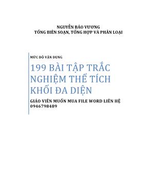 199 bài tập trắc nghiệm thể tích khối đa diện